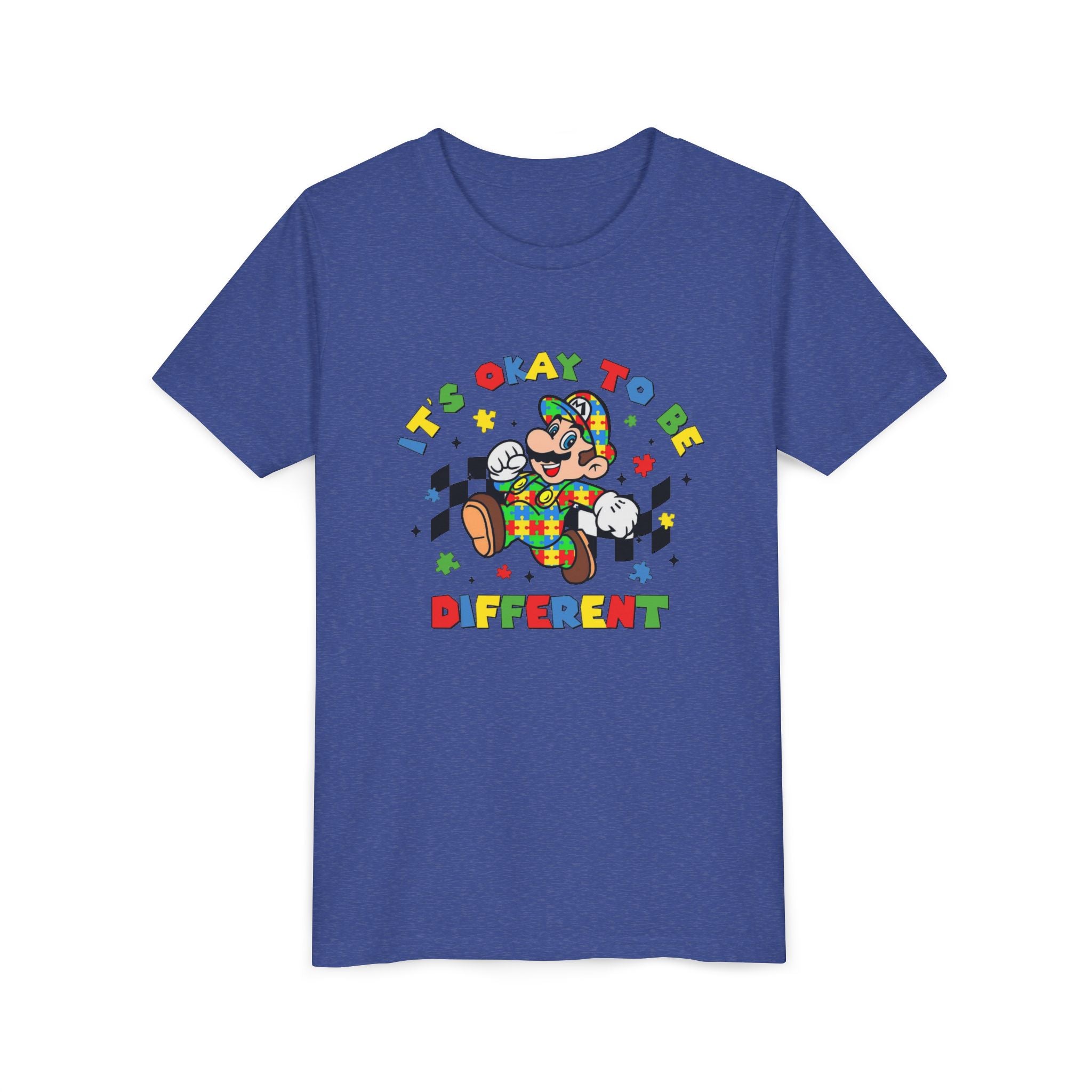 Youth Tee - "It's Okay To Be Different" Rainbow Skate Character Kids T-Shirt