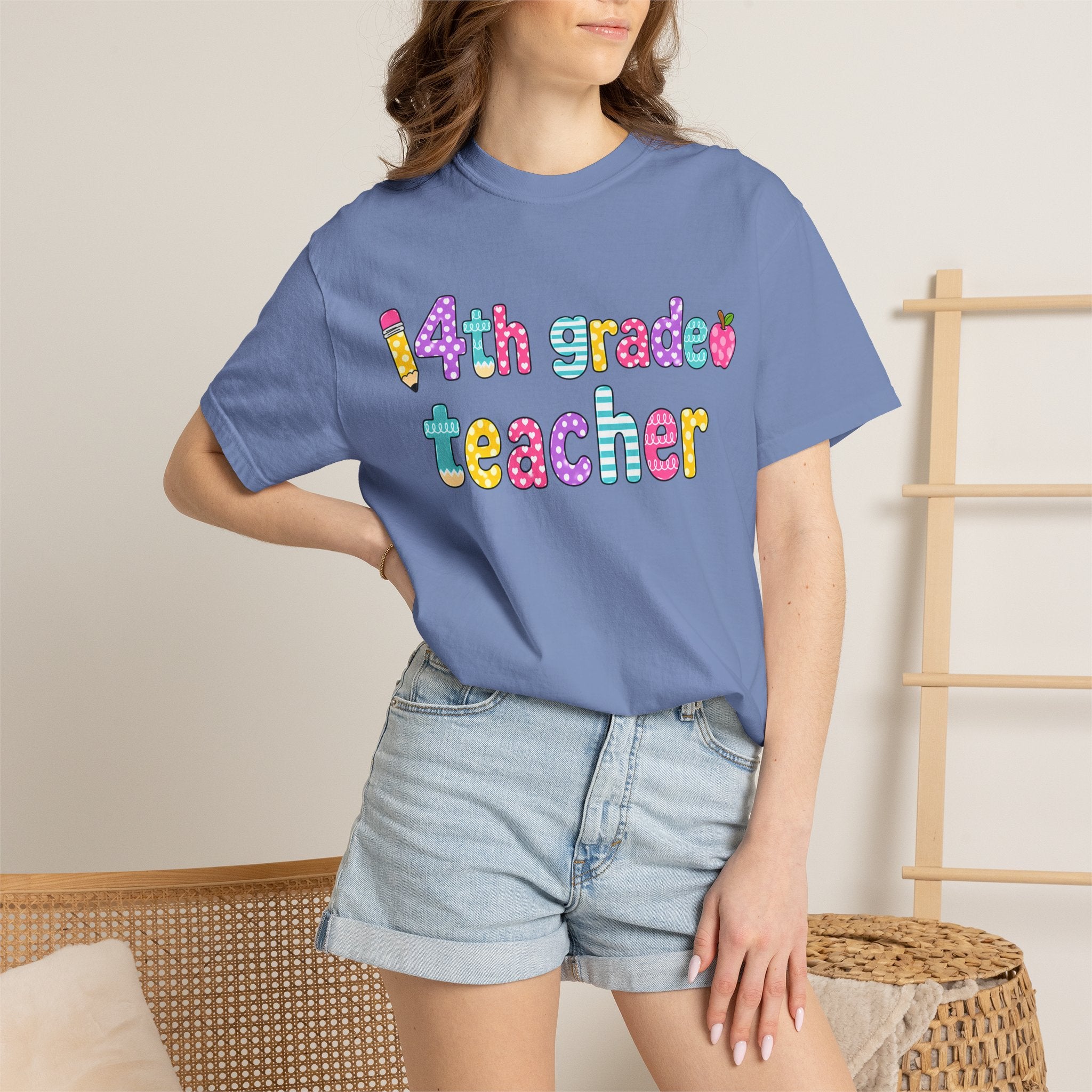 4nd grade Teacher T-Shirt — "Big Hearts Shape Little Minds" Colorful School Teacher Tee