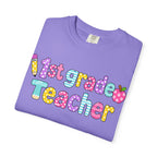 1st Grade Teacher T-Shirt — "Big Hearts Shape Little Minds" Colorful School Teacher Tee