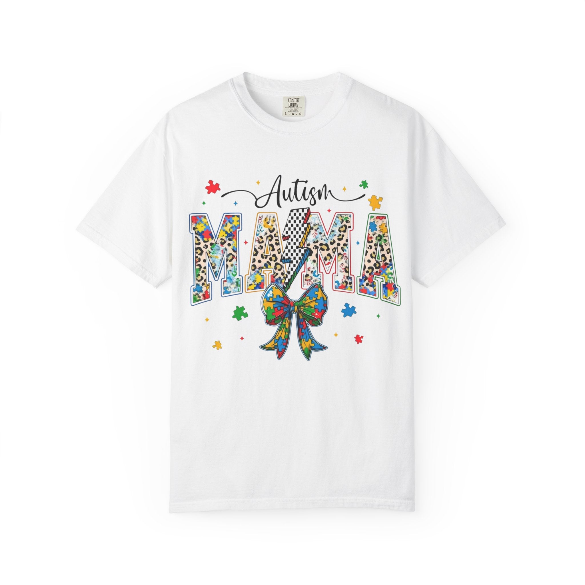 Autism Mama T-Shirt — Colorful Puzzle Ribbon Mom Tee