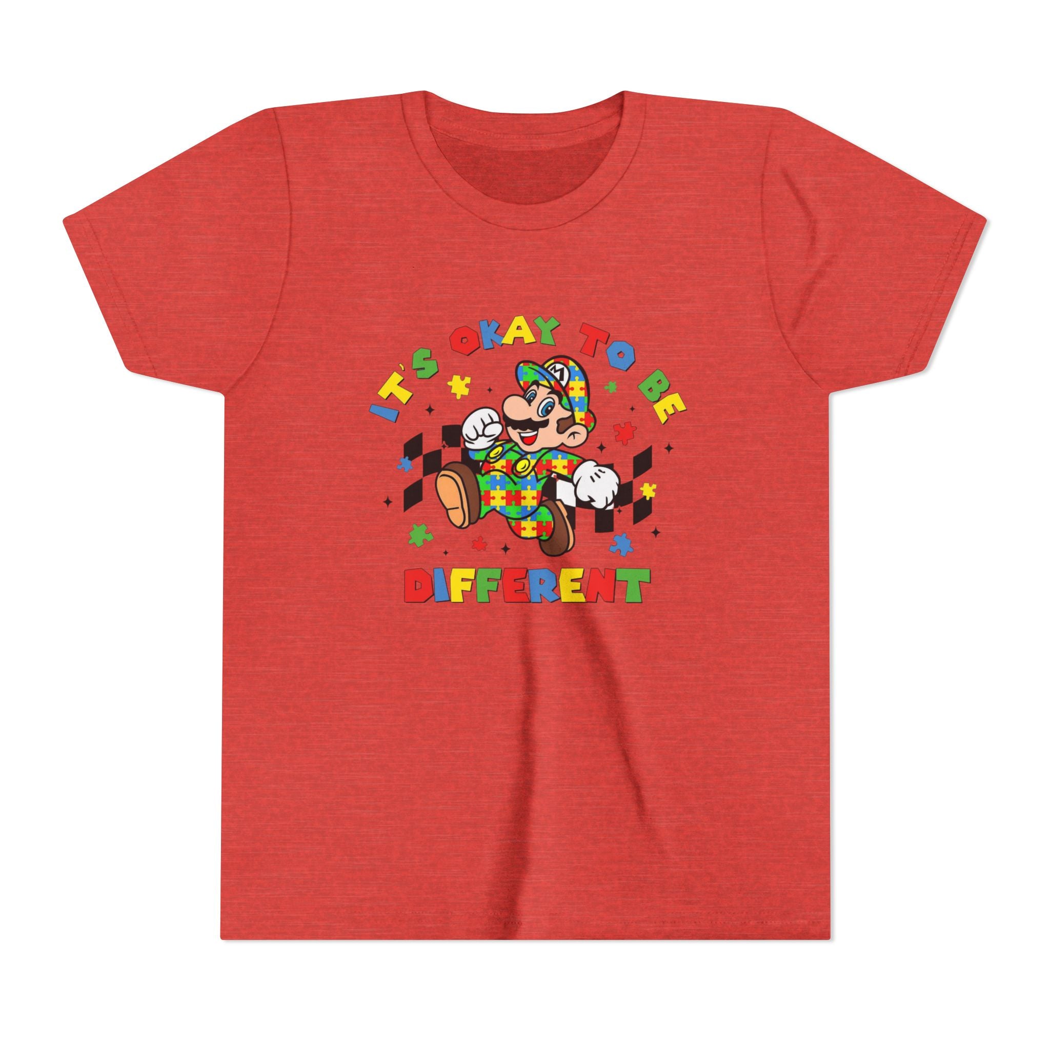 Youth Tee - "It's Okay To Be Different" Rainbow Skate Character Kids T-Shirt