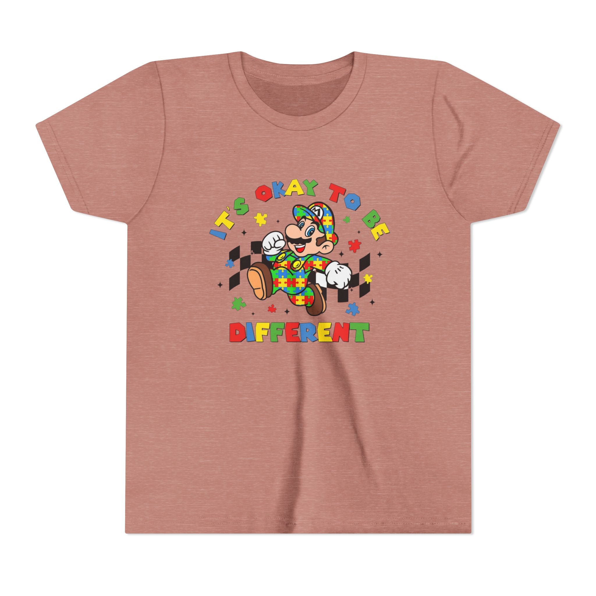 Youth Tee - "It's Okay To Be Different" Rainbow Skate Character Kids T-Shirt