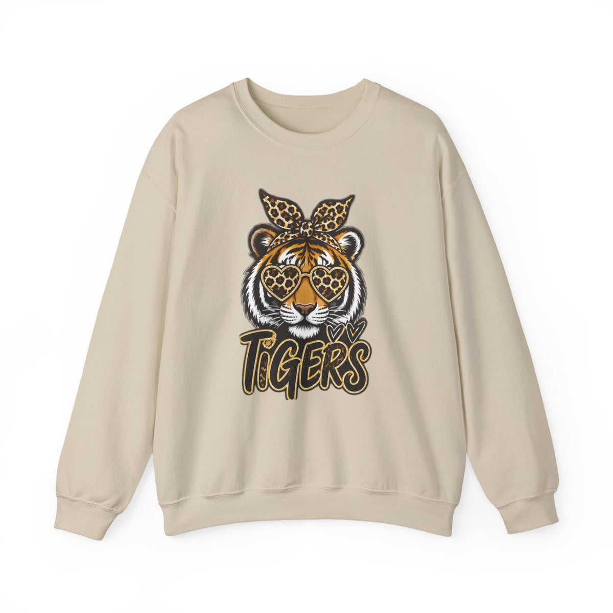 Tiger Mascot Crewneck Sweatshirt — Leopard Bandana Tiger Graphic