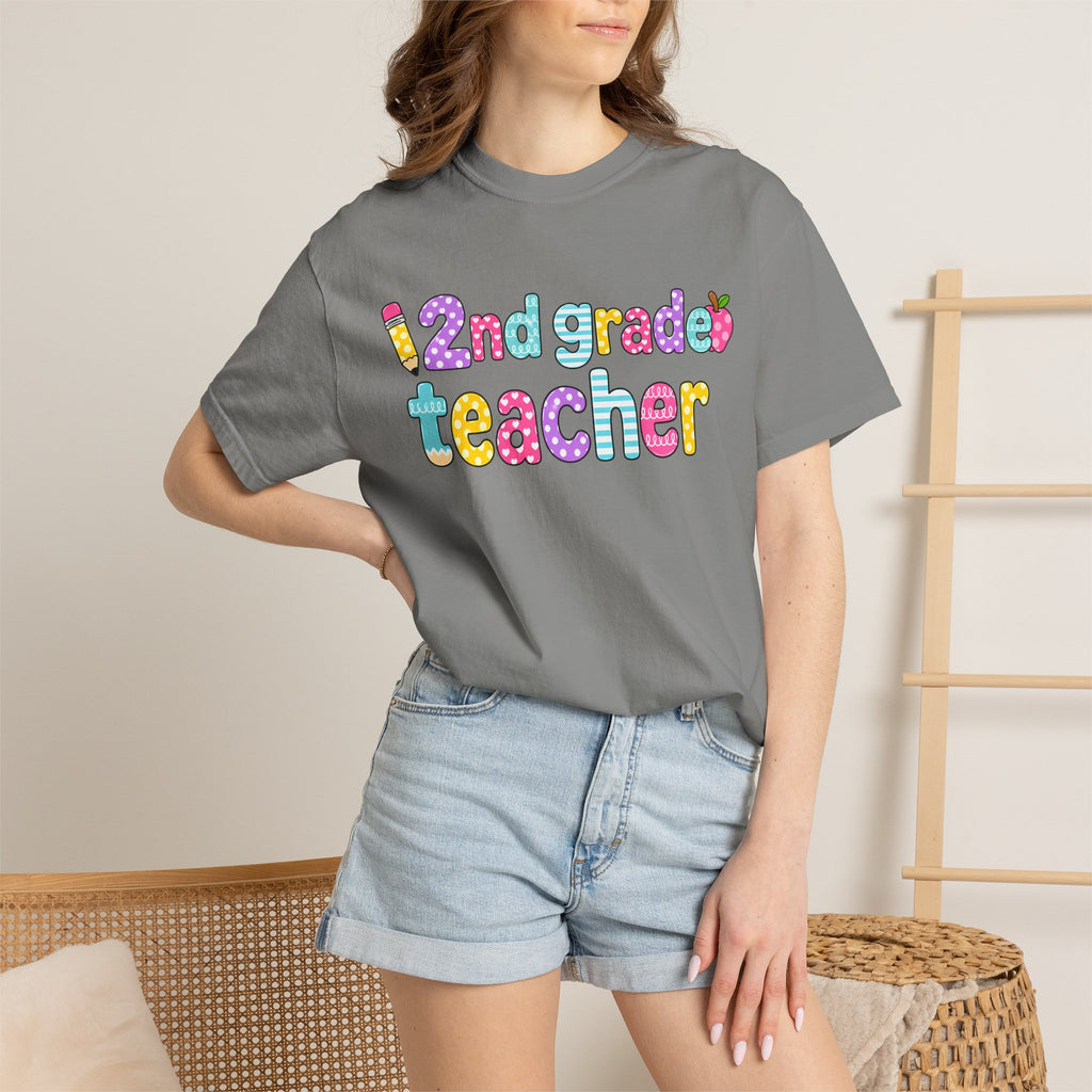 2nd grade Teacher T-Shirt — "Big Hearts Shape Little Minds" Colorful School Teacher Tee