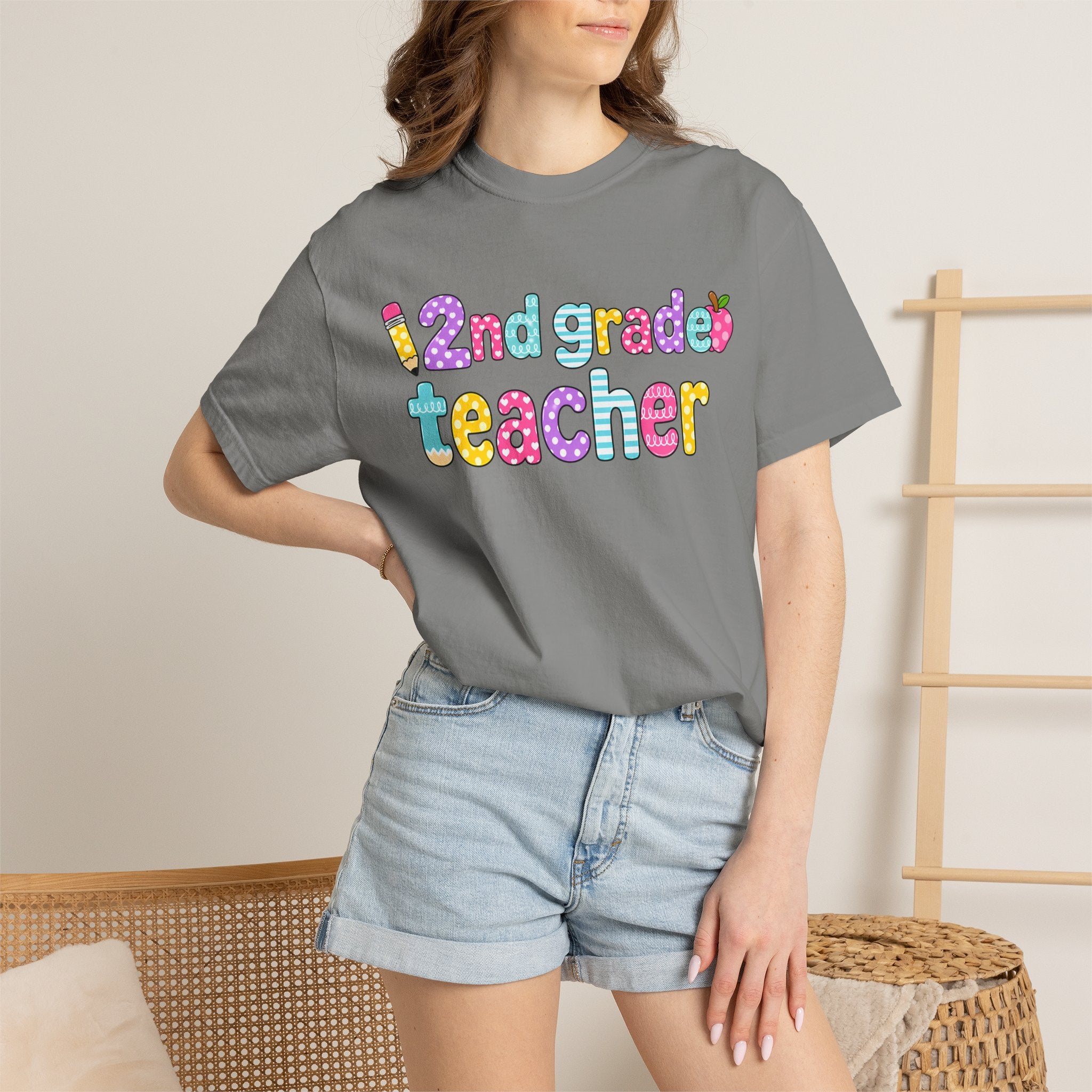 2nd grade Teacher T-Shirt — "Big Hearts Shape Little Minds" Colorful School Teacher Tee