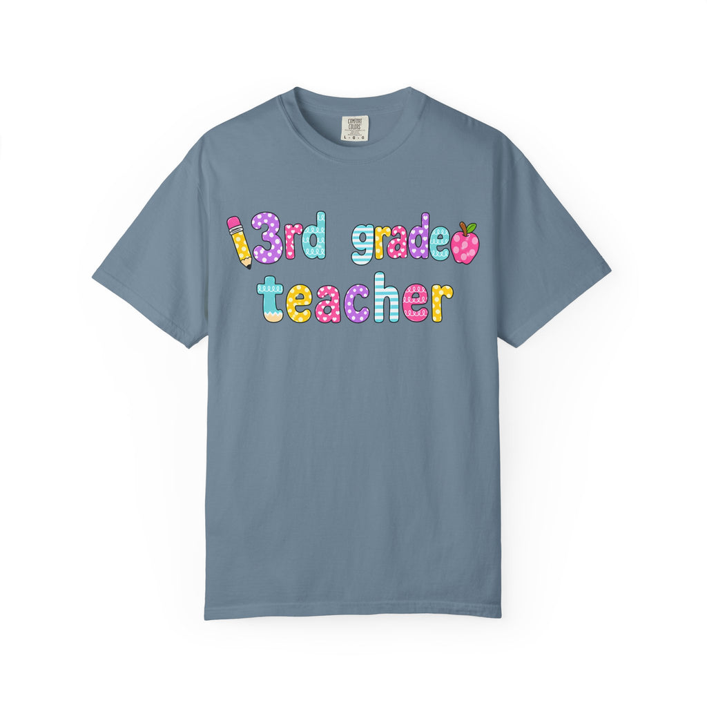 3rd Grade Teacher T-Shirt — "Big Hearts Shape Little Minds" Colorful School Teacher Tee