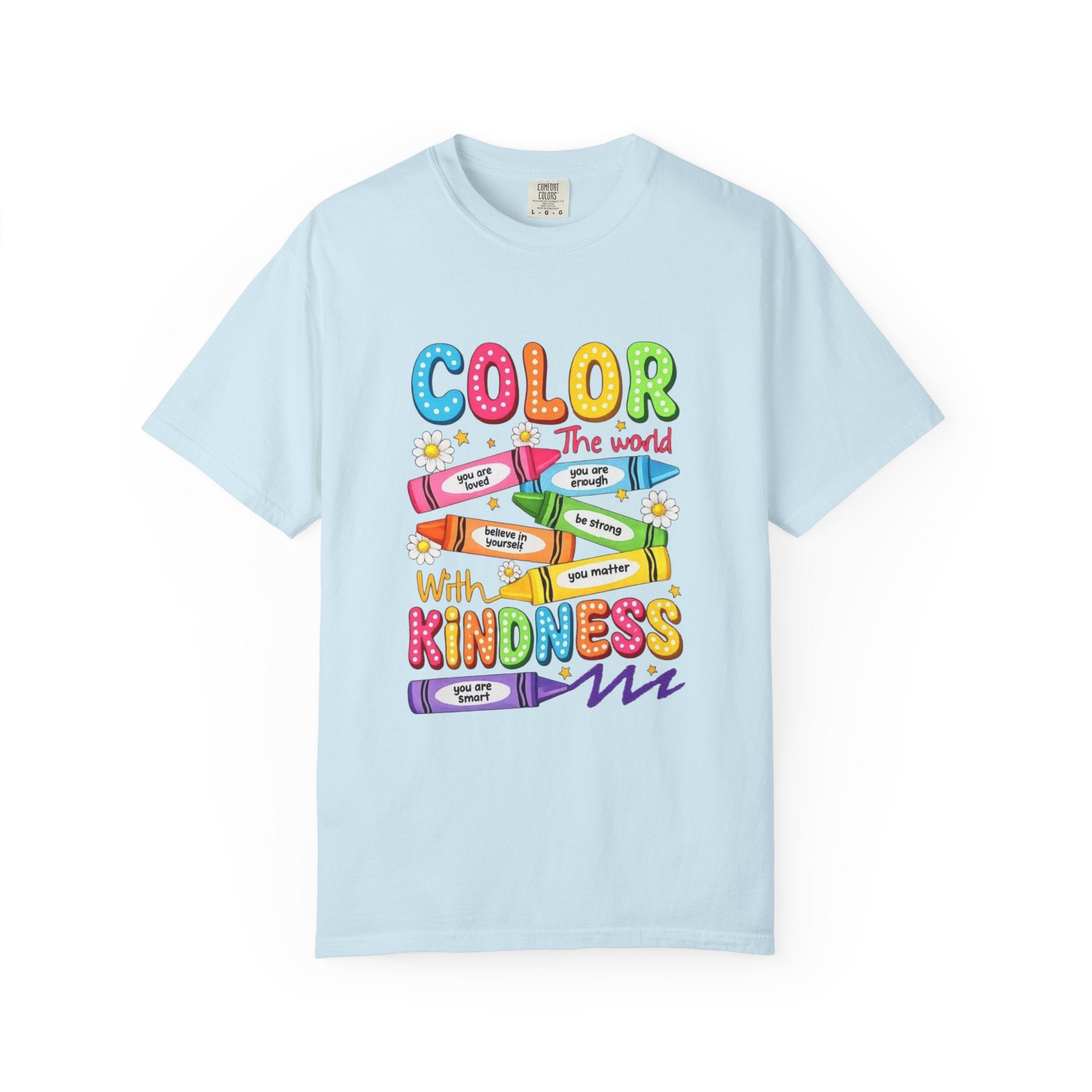 Kindness Crayons T-Shirt — "Color the World with Kindness" Kids Graphic Tee