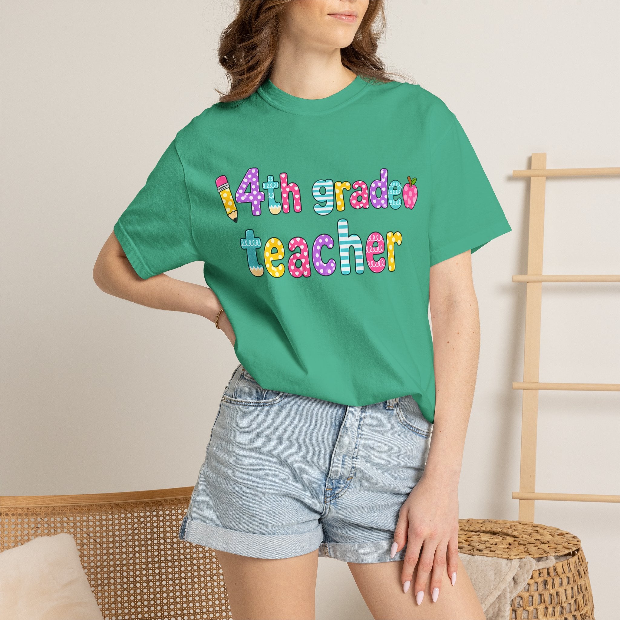 4nd grade Teacher T-Shirt — "Big Hearts Shape Little Minds" Colorful School Teacher Tee