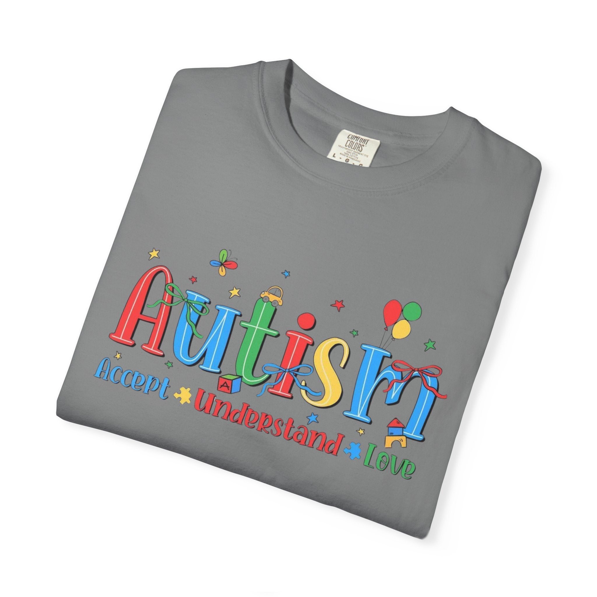 Autism Awareness T-Shirt — "Accept • Understand • Love" Colorful Puzzle Design