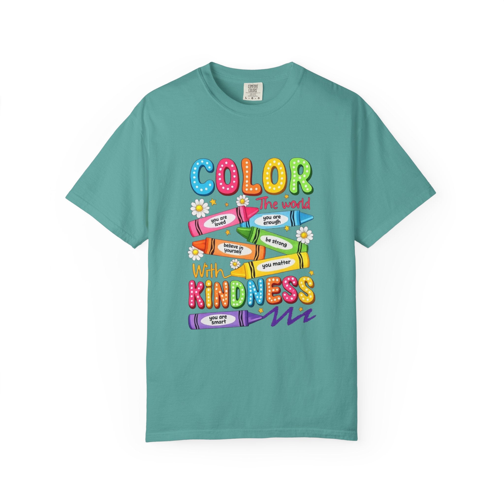 Kindness Crayons T-Shirt — "Color the World with Kindness" Kids Graphic Tee