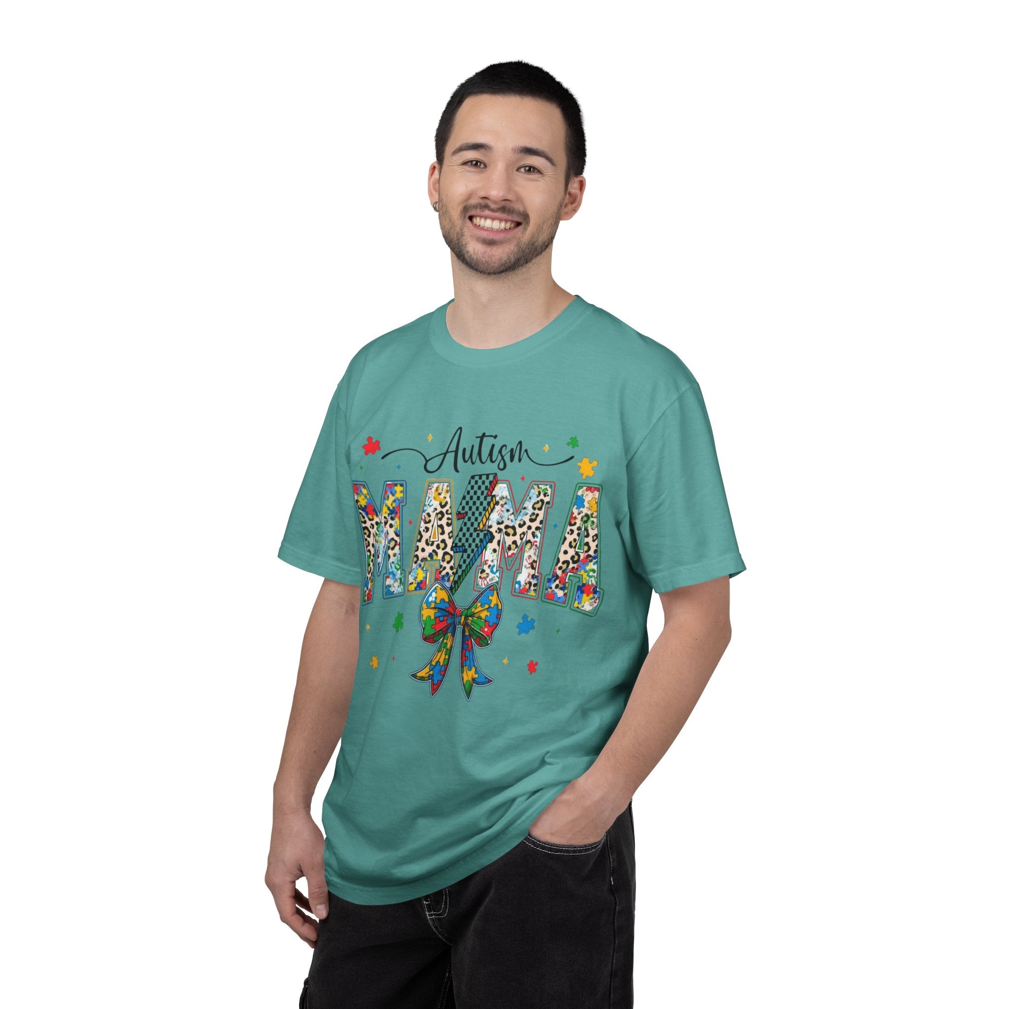 Autism Mama T-Shirt — Colorful Puzzle Ribbon Mom Tee