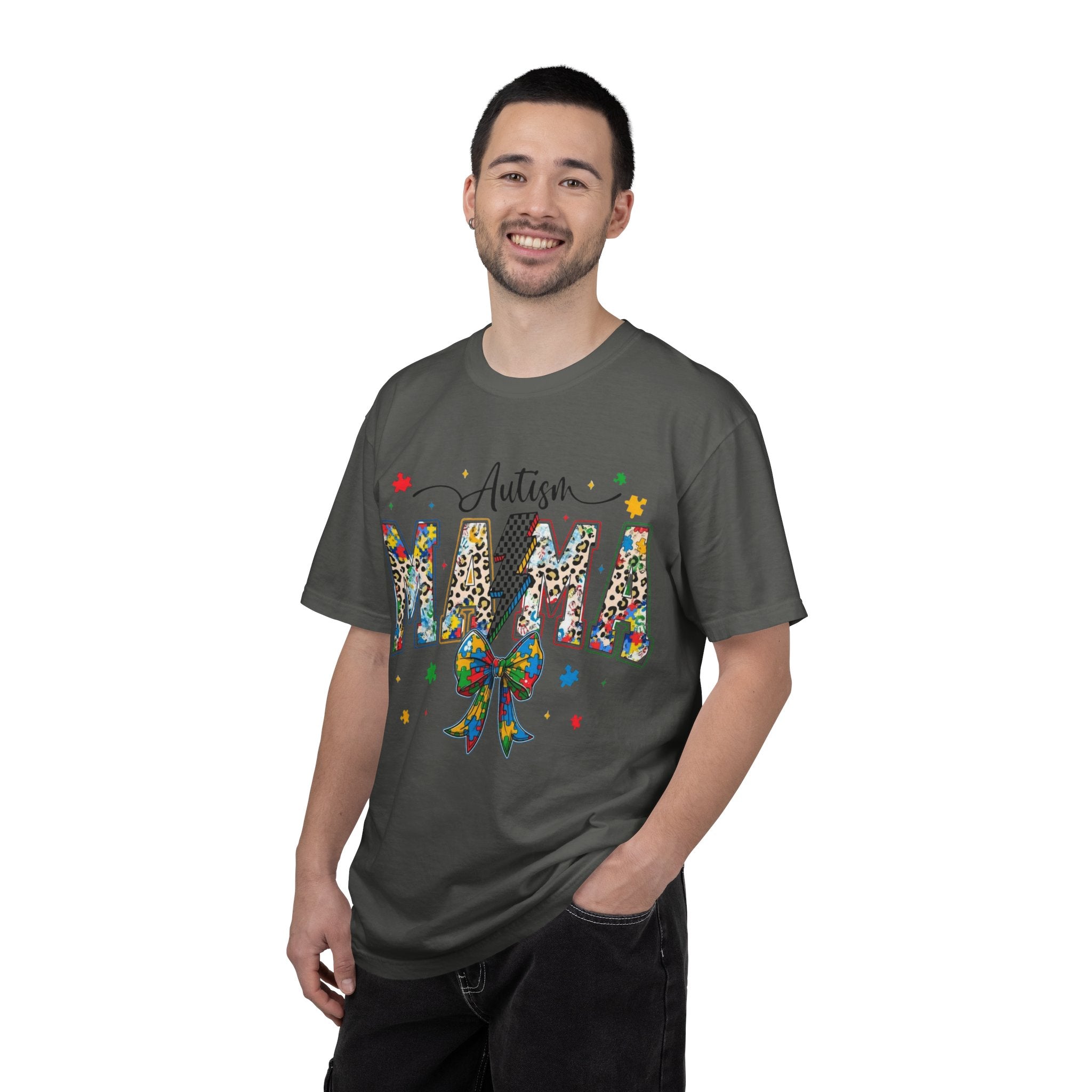Autism Mama T-Shirt — Colorful Puzzle Ribbon Mom Tee
