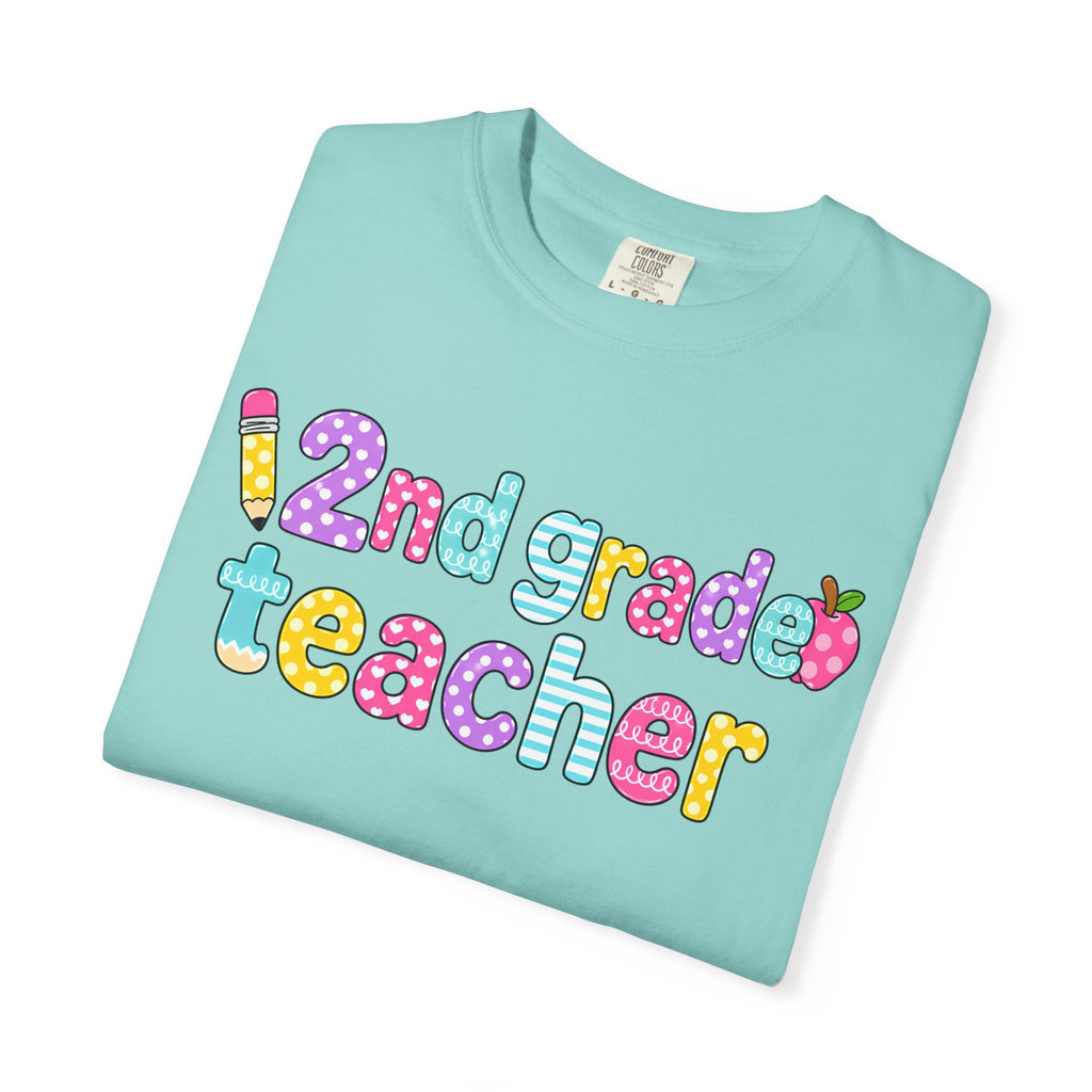 2nd grade Teacher T-Shirt — "Big Hearts Shape Little Minds" Colorful School Teacher Tee