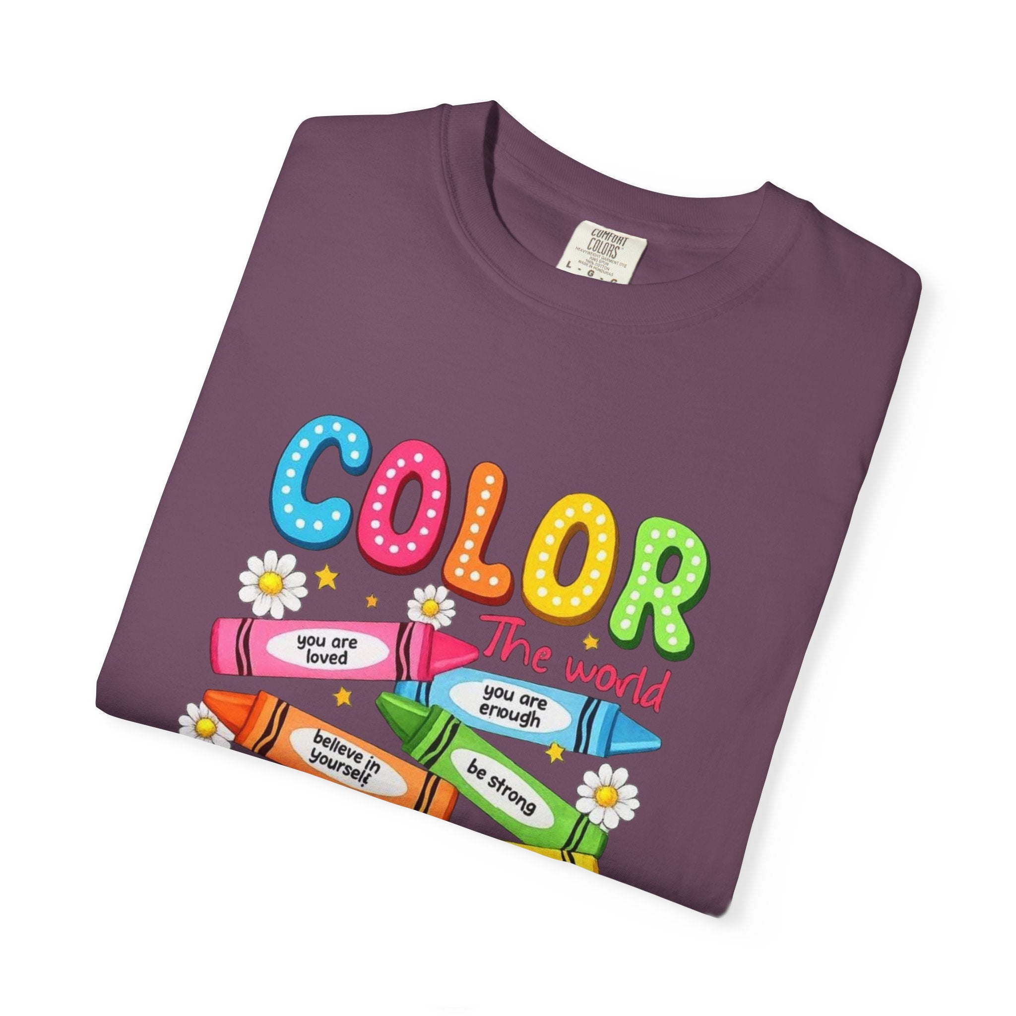 Kindness Crayons T-Shirt — "Color the World with Kindness" Kids Graphic Tee