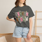 Broken Arrow Graphic T‑Shirt — Retro Patchwork Lettering Tee