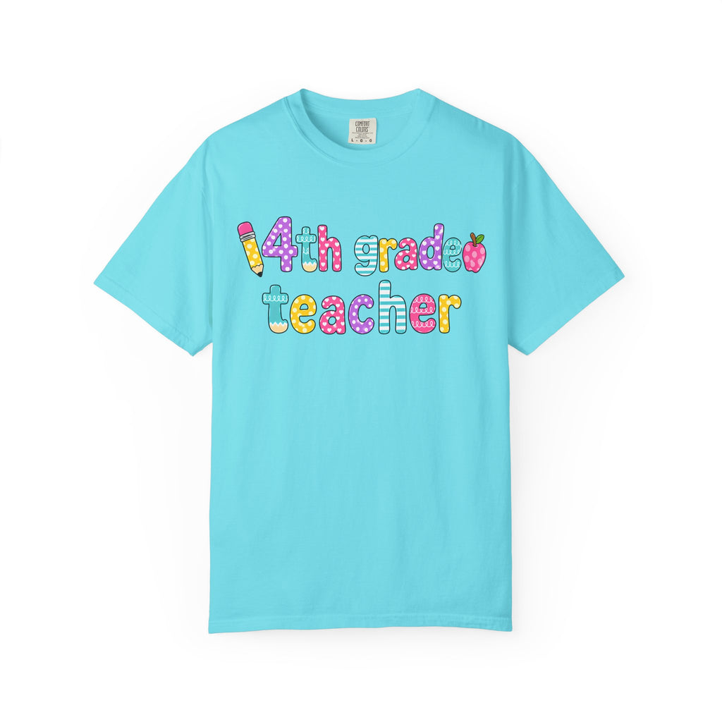 4nd grade Teacher T-Shirt — "Big Hearts Shape Little Minds" Colorful School Teacher Tee