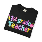 1st Grade Teacher T-Shirt — "Big Hearts Shape Little Minds" Colorful School Teacher Tee