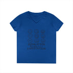 Emotion Faces V-Neck T-Shirt — "Regulation Not Expectation" Mental Health Tee