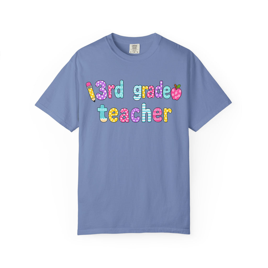 3rd Grade Teacher T-Shirt — "Big Hearts Shape Little Minds" Colorful School Teacher Tee