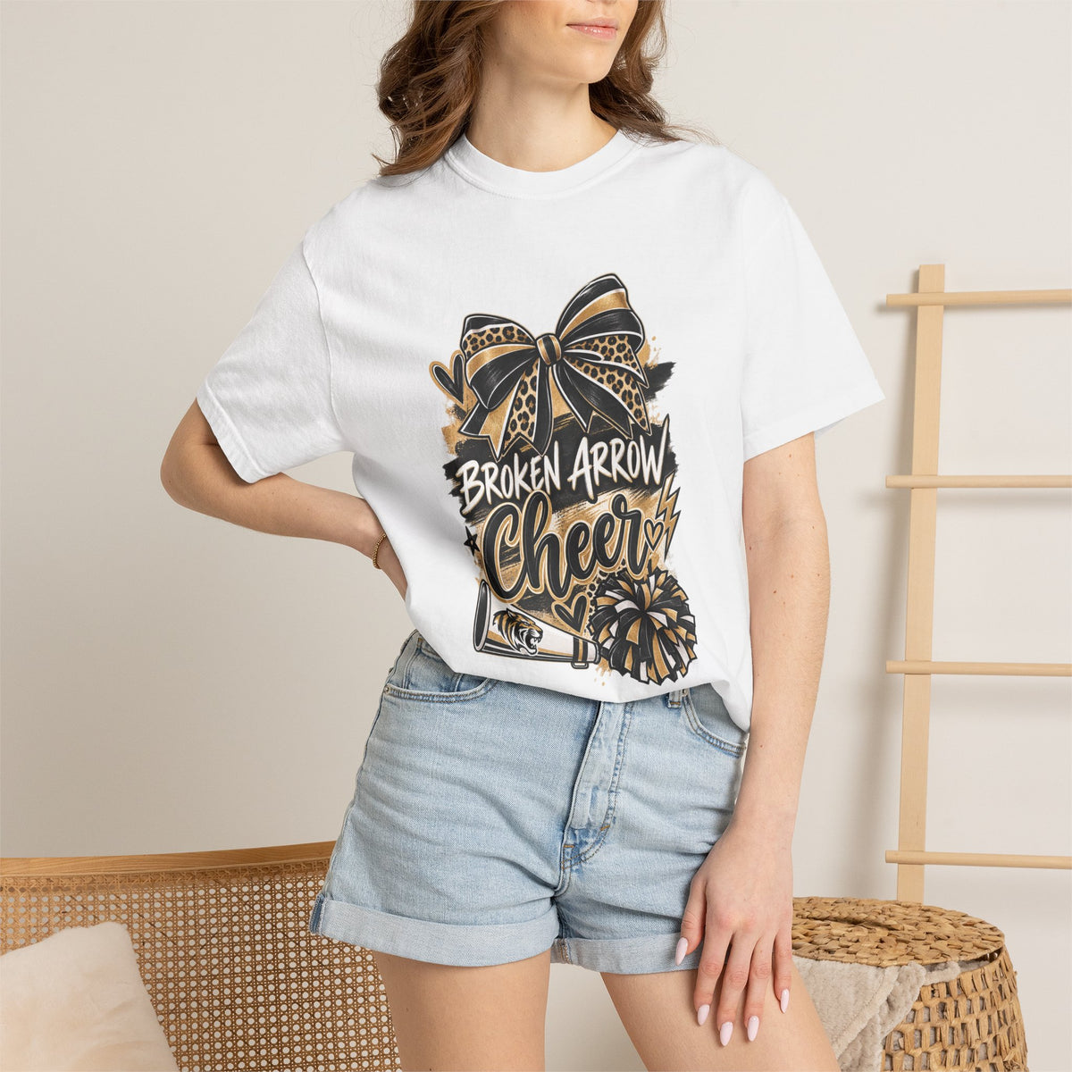 Broken Arrow Cheer T-Shirt — Pom, Megaphone & Bow Graphic