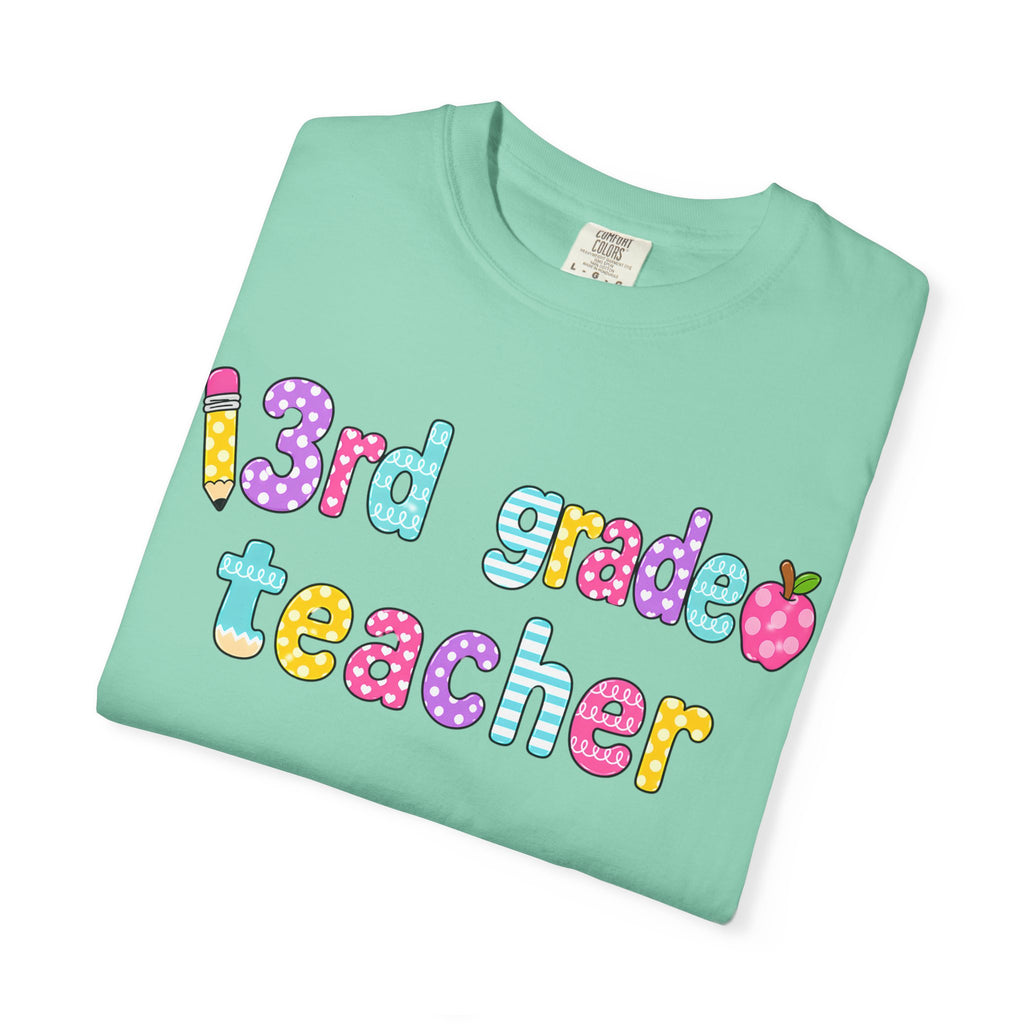 3rd Grade Teacher T-Shirt — "Big Hearts Shape Little Minds" Colorful School Teacher Tee
