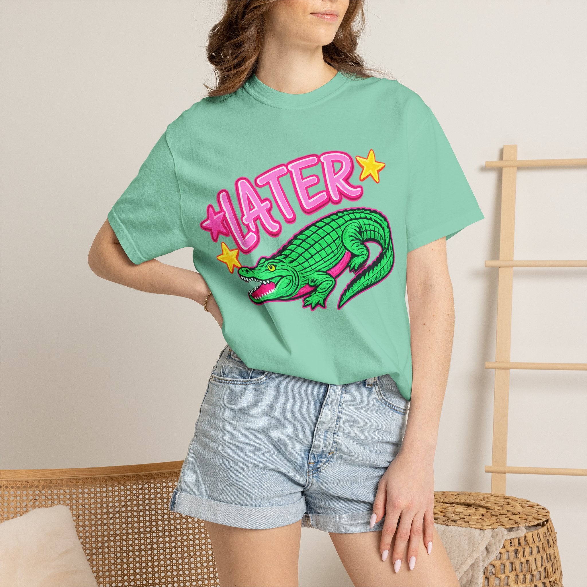Later, After While Crocodile T-Shirt — Retro Neon Alligator Graphic Tee