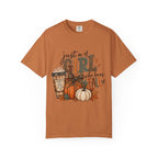 Fall Graphic T-Shirt — "Just a Girl Who Loves Fall" Pumpkin & Coffee Tee