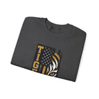 Tigers Crewneck Sweatshirt – Tiger Face with American Flag Stripe Graphic