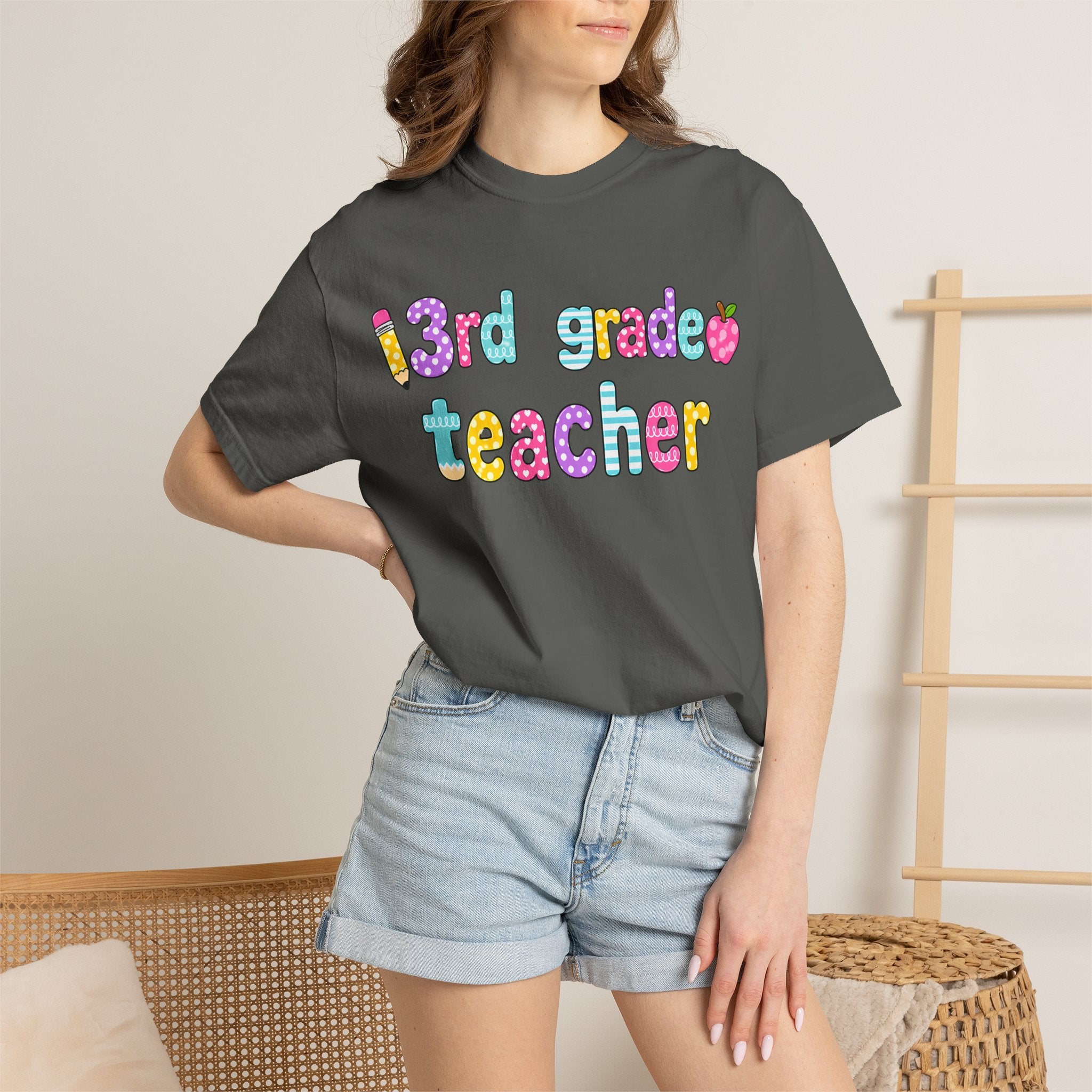 3rd Grade Teacher T-Shirt — "Big Hearts Shape Little Minds" Colorful School Teacher Tee