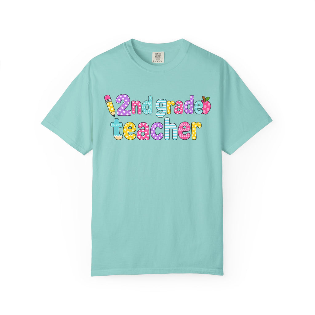 2nd grade Teacher T-Shirt — "Big Hearts Shape Little Minds" Colorful School Teacher Tee