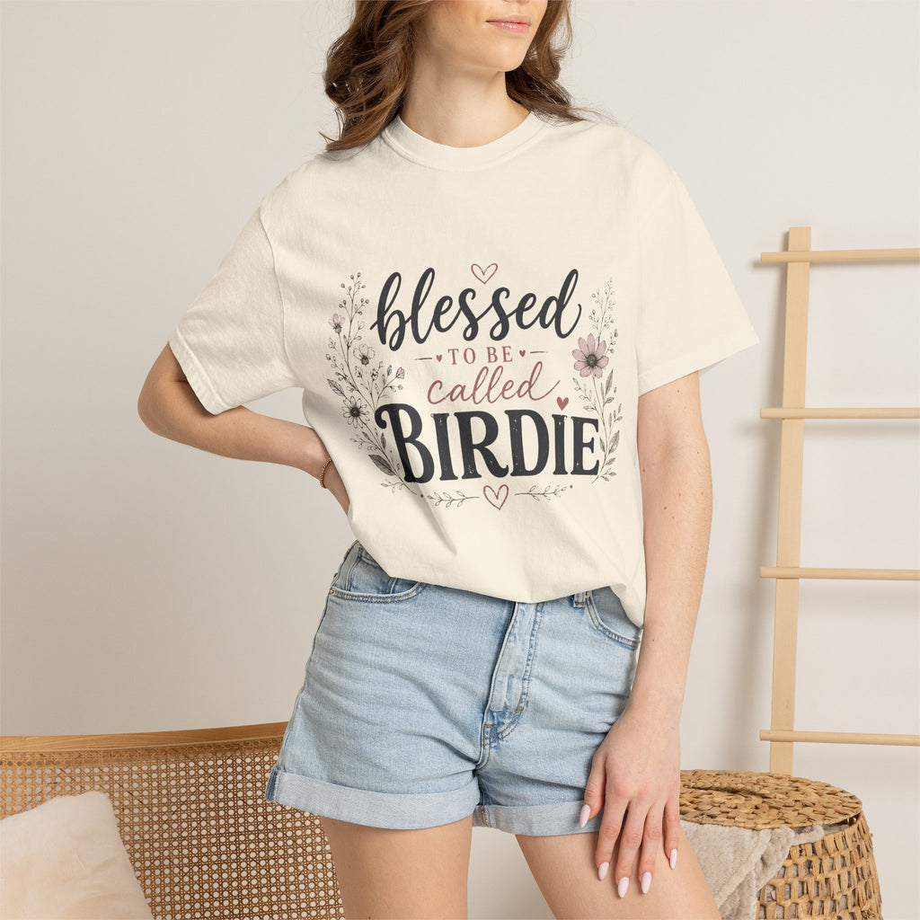 Blessed to Be Called Birdie T-Shirt — Floral Grandmother Gift