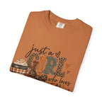 Fall Graphic T-Shirt — "Just a Girl Who Loves Fall" Pumpkin & Coffee Tee