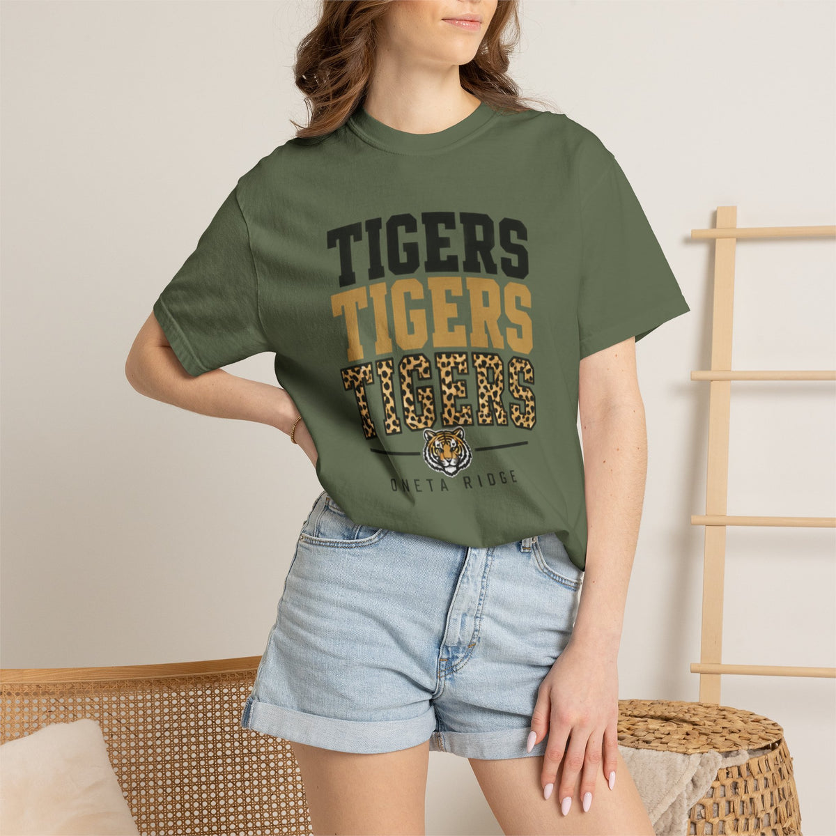Tigers Graphic T-Shirt — Oneta Ridge Leopard Print School Spirit Tee