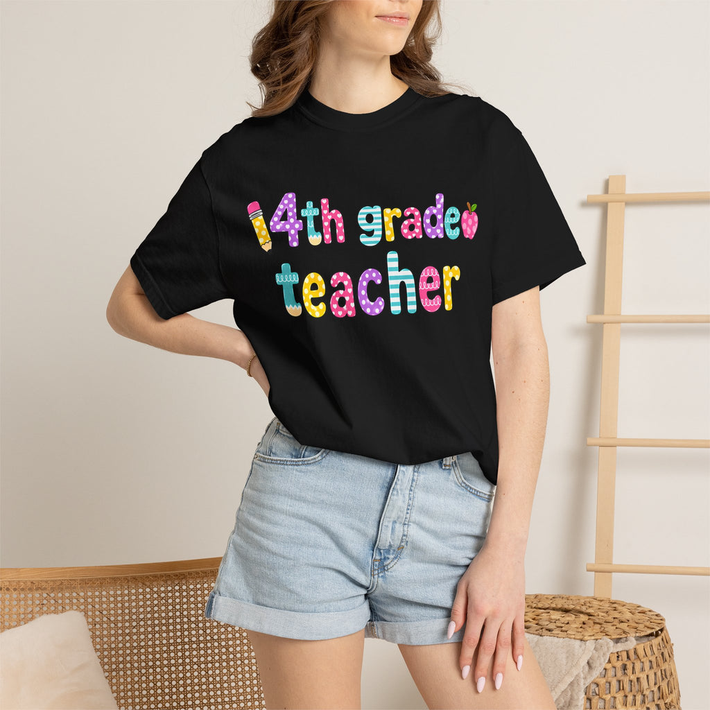 4nd grade Teacher T-Shirt — "Big Hearts Shape Little Minds" Colorful School Teacher Tee