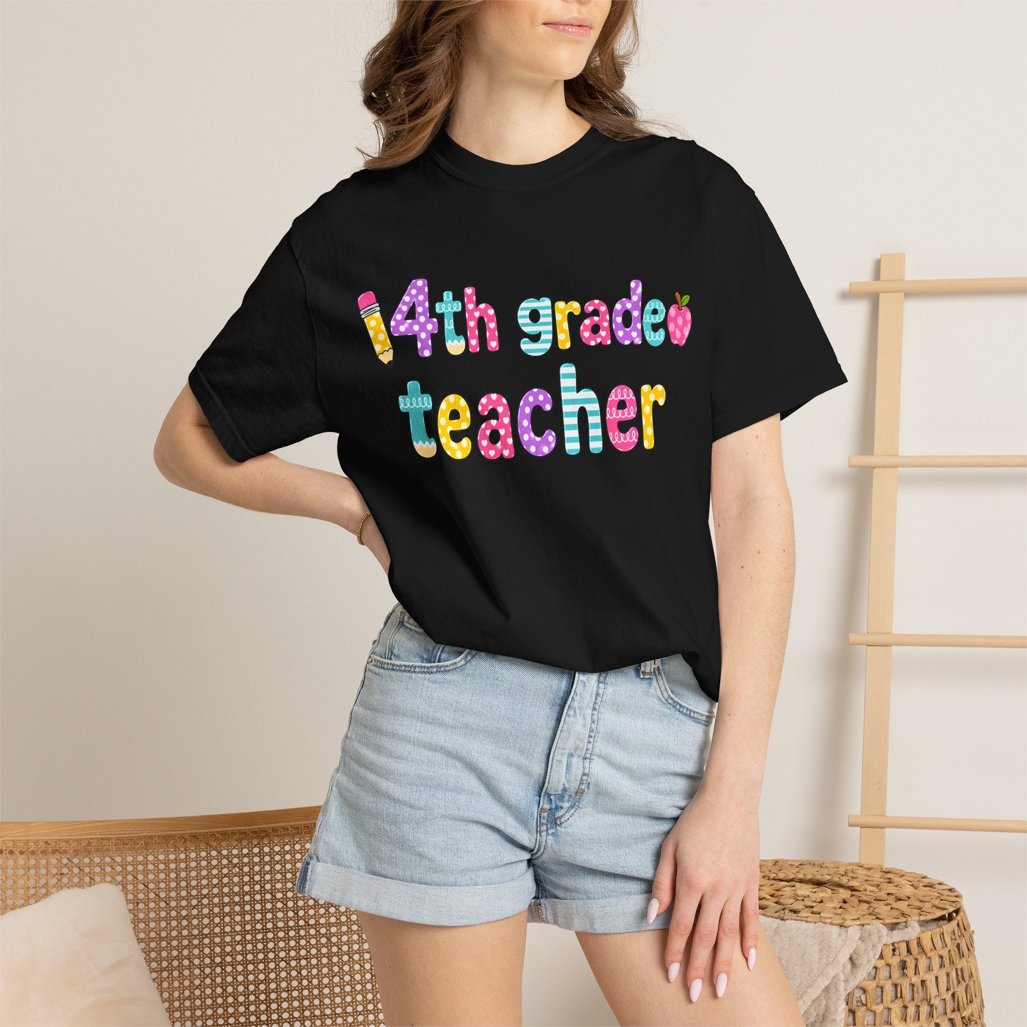4nd grade Teacher T-Shirt — "Big Hearts Shape Little Minds" Colorful School Teacher Tee