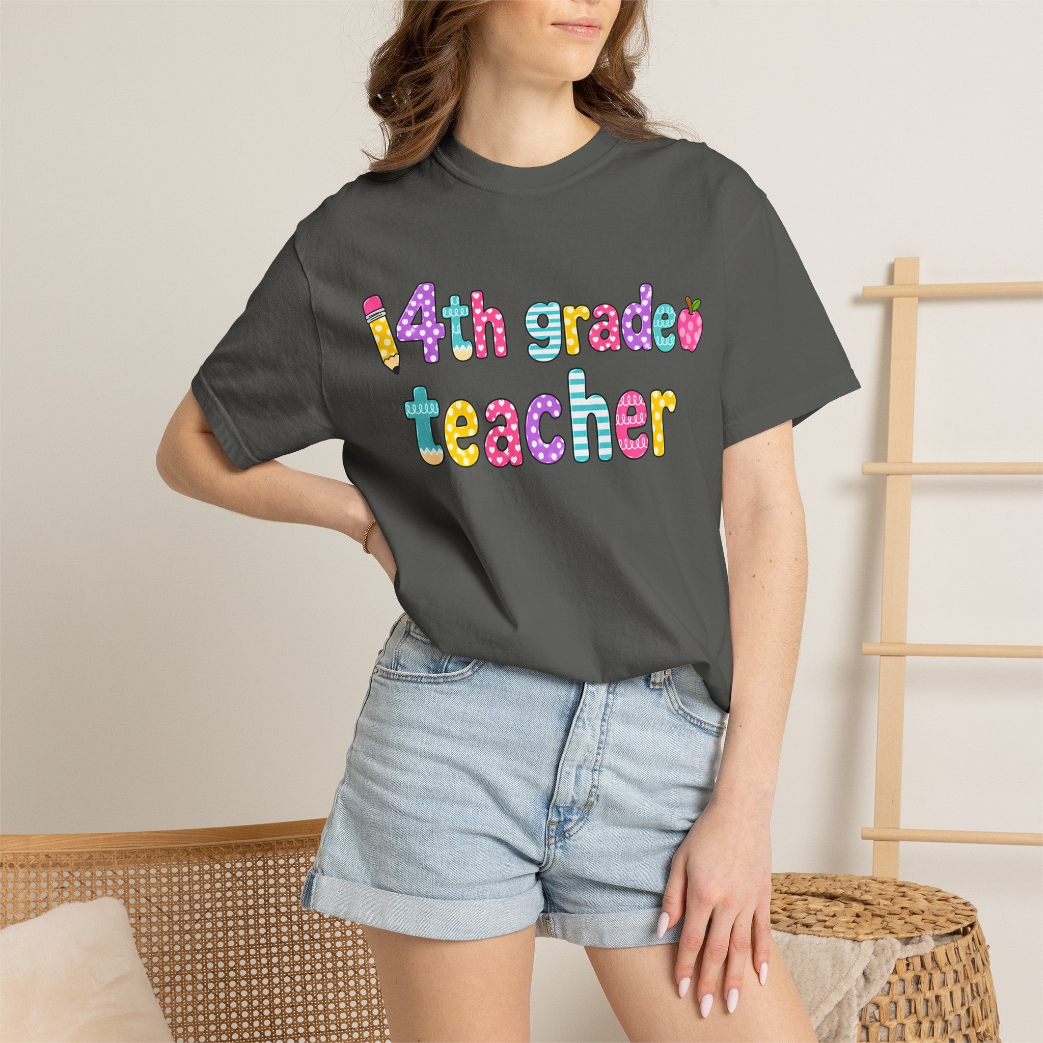 4nd grade Teacher T-Shirt — "Big Hearts Shape Little Minds" Colorful School Teacher Tee