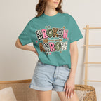 Broken Arrow Graphic T‑Shirt — Retro Patchwork Lettering Tee
