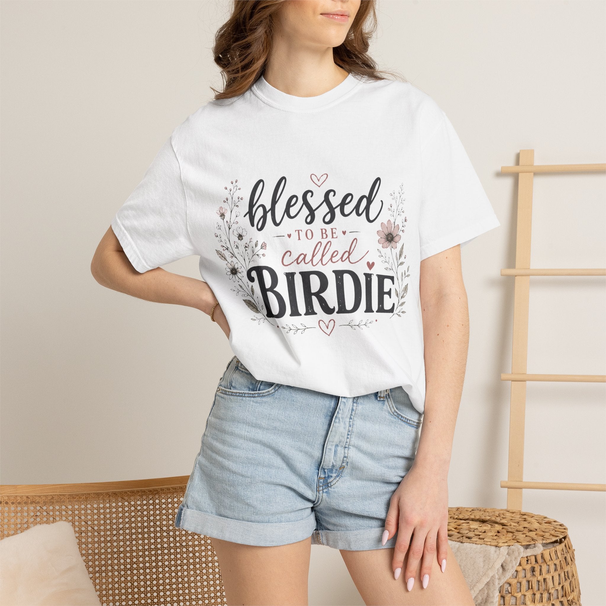 Blessed to Be Called Birdie T-Shirt — Floral Grandmother Gift