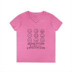 Emotion Faces V-Neck T-Shirt — "Regulation Not Expectation" Mental Health Tee