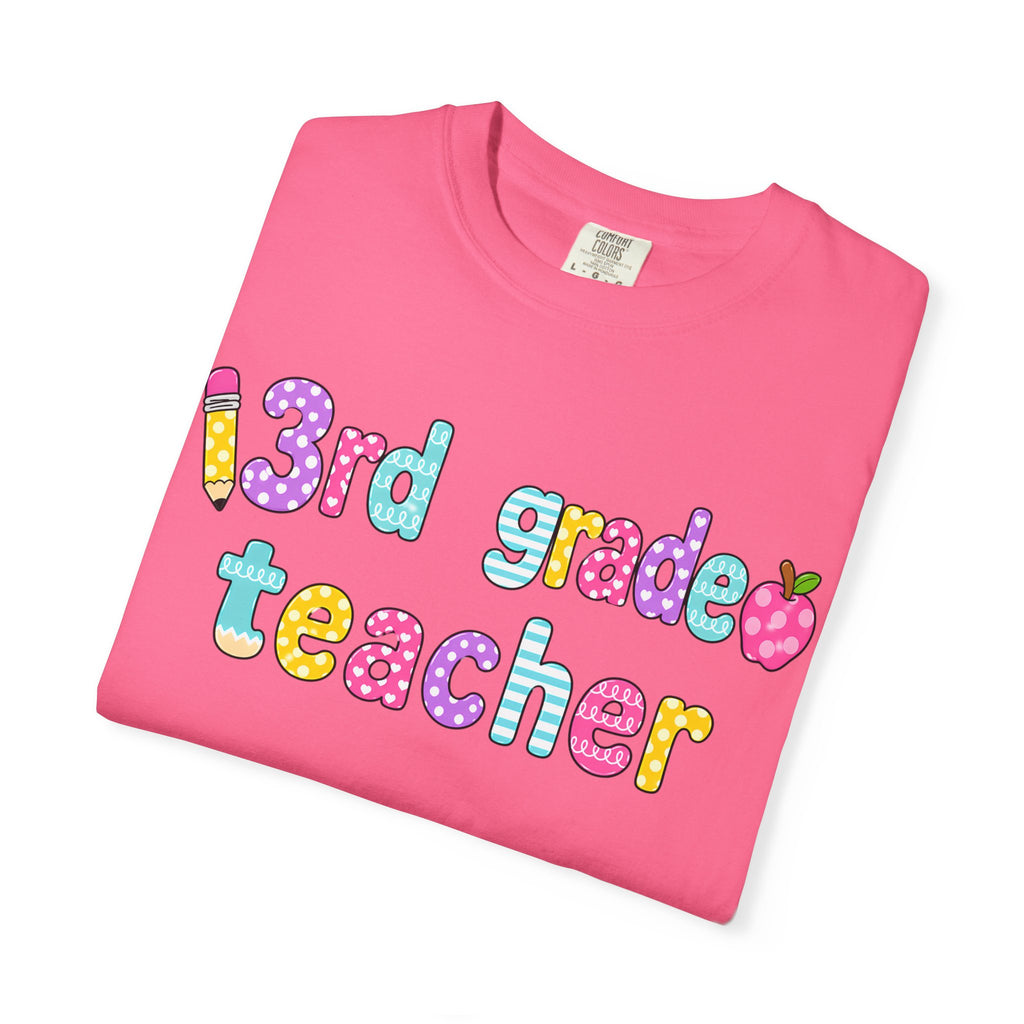3rd Grade Teacher T-Shirt — "Big Hearts Shape Little Minds" Colorful School Teacher Tee