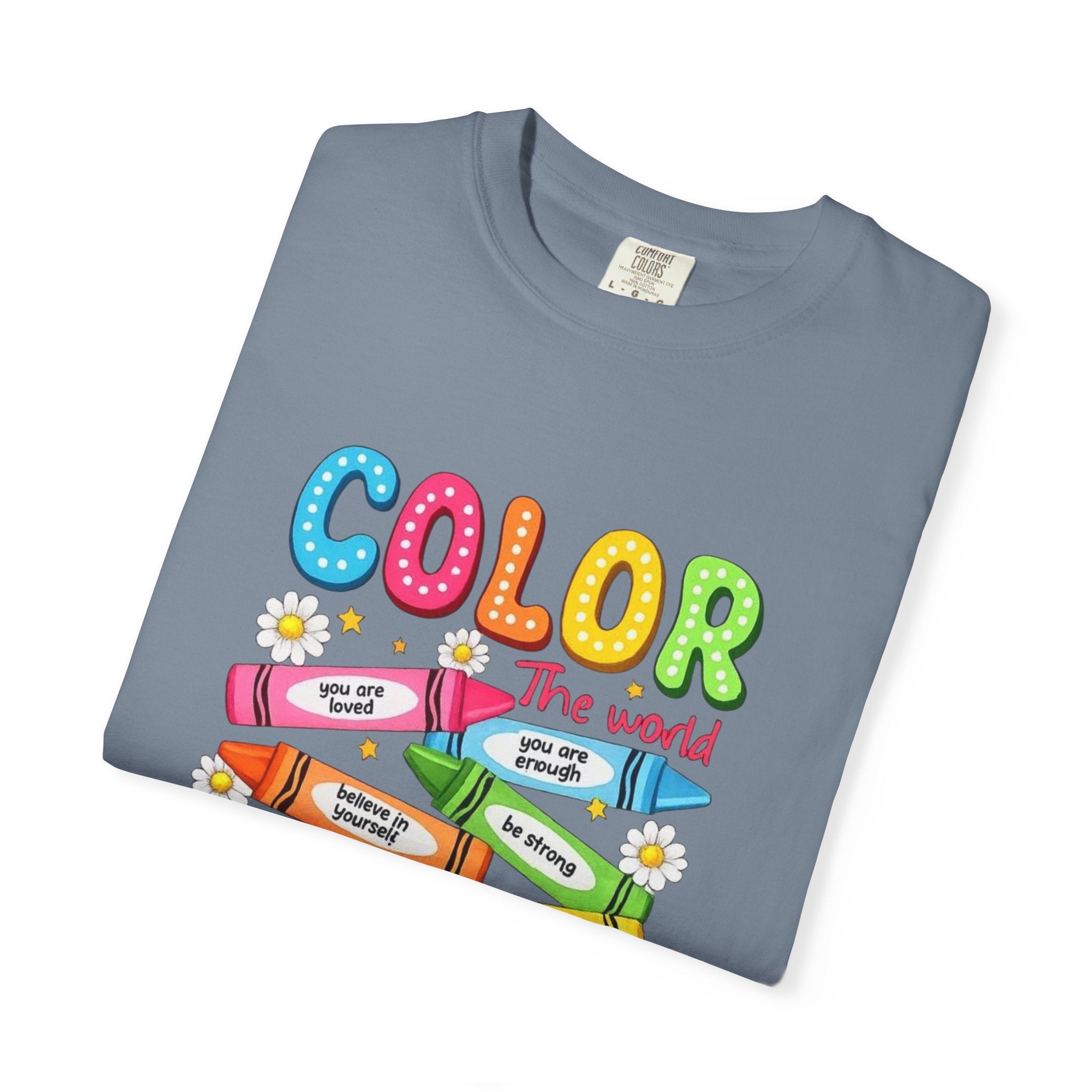Kindness Crayons T-Shirt — "Color the World with Kindness" Kids Graphic Tee