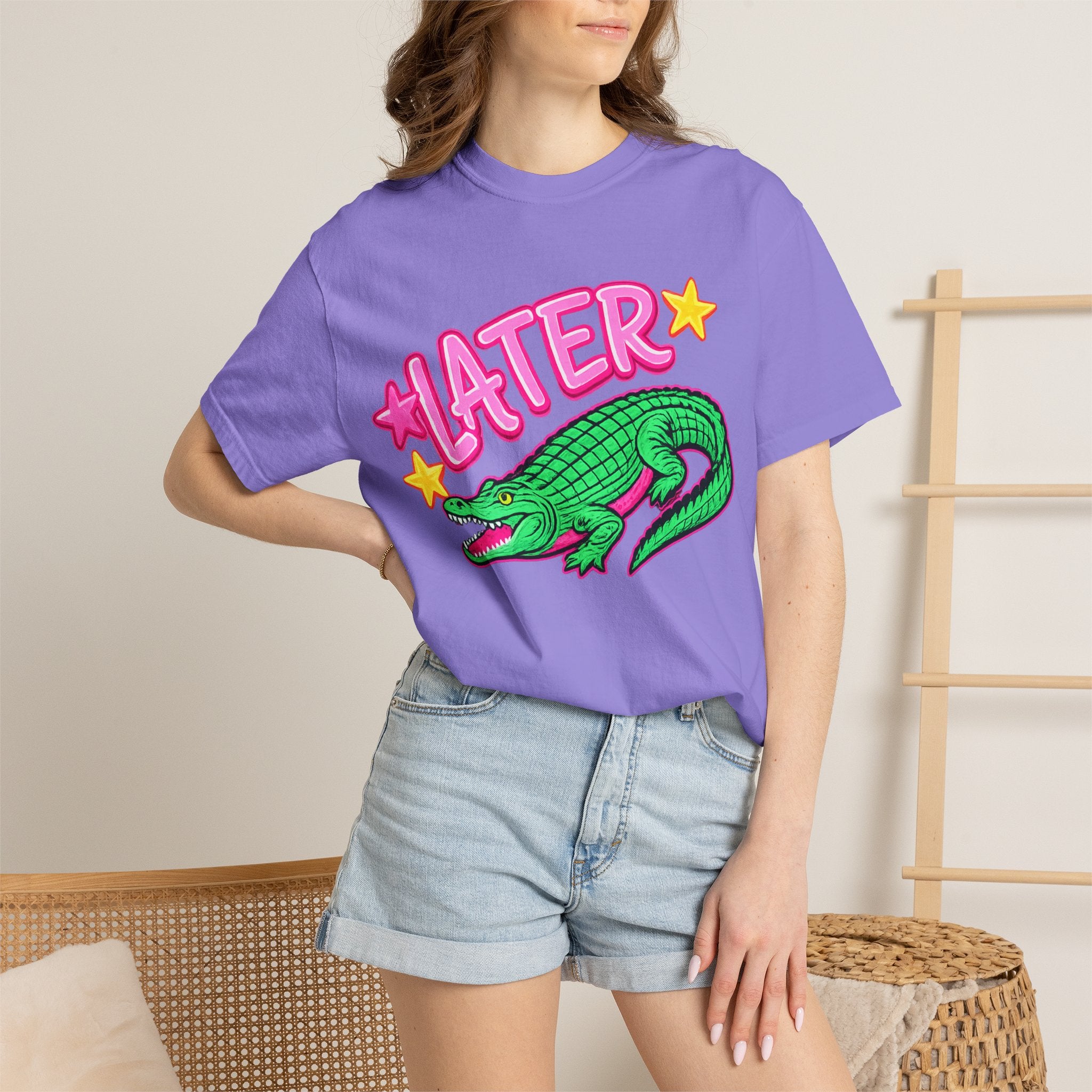 Later, After While Crocodile T-Shirt — Retro Neon Alligator Graphic Tee