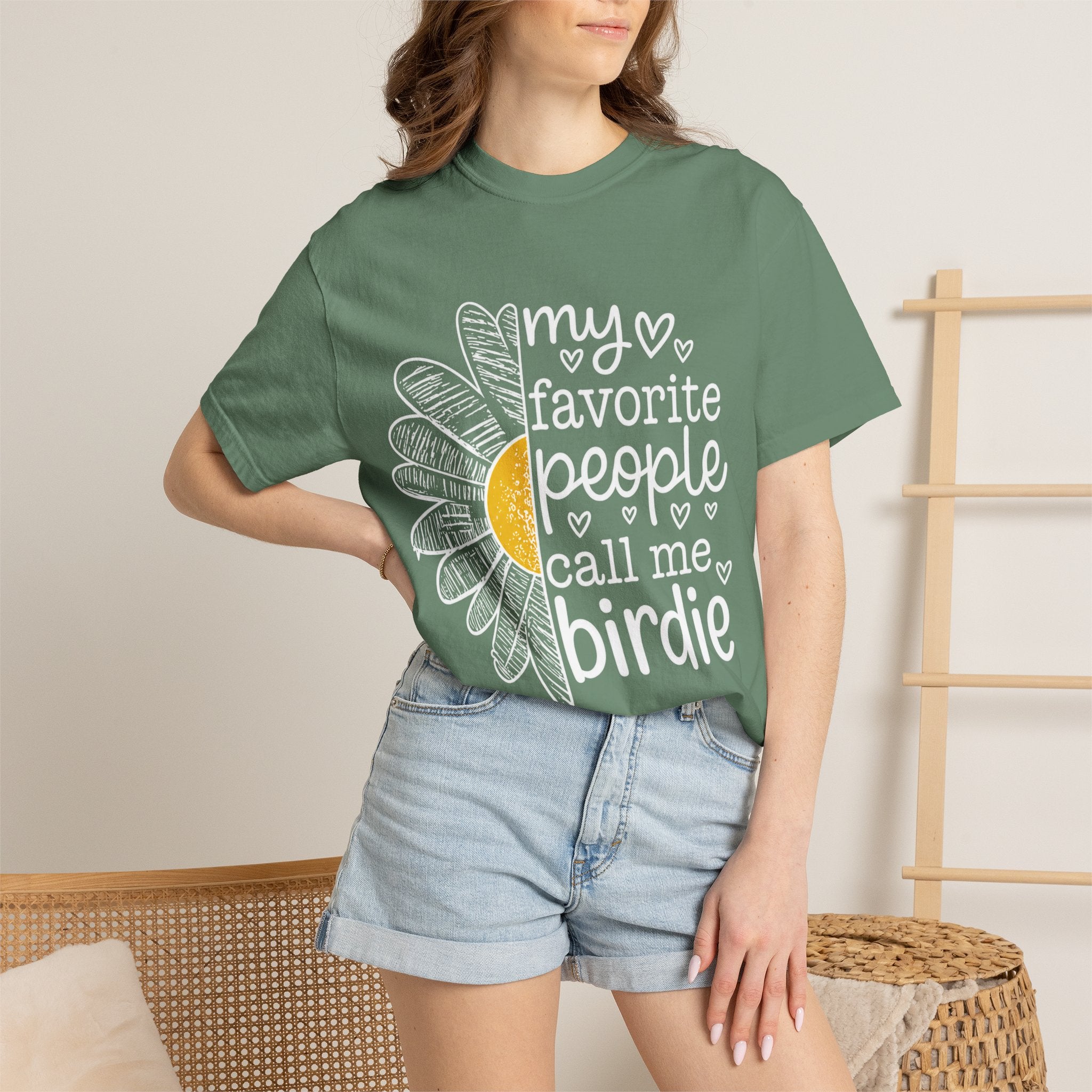 T-Shirt — "My Favorite People Call Me Birdie" Floral Graphic Tee