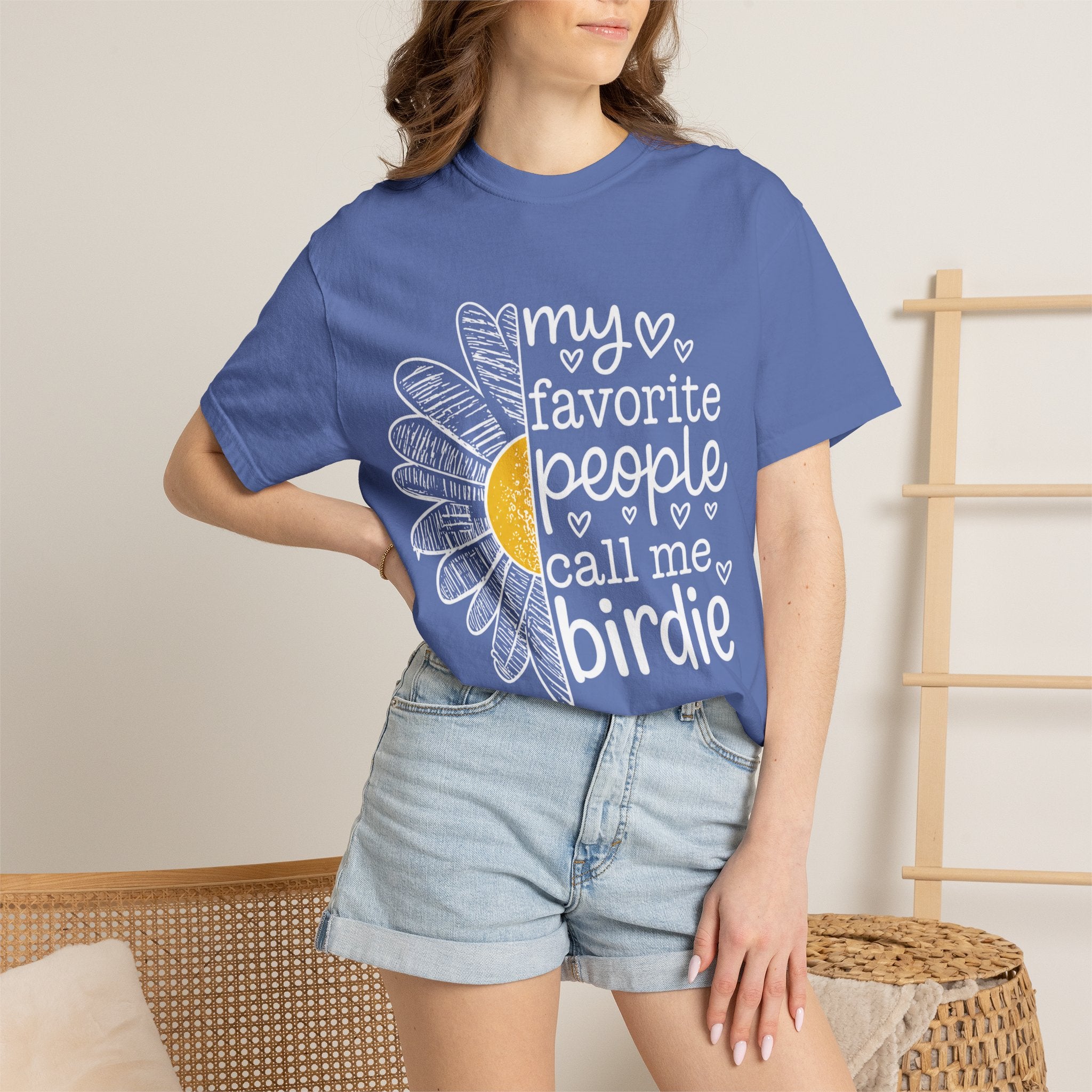 T-Shirt — "My Favorite People Call Me Birdie" Floral Graphic Tee