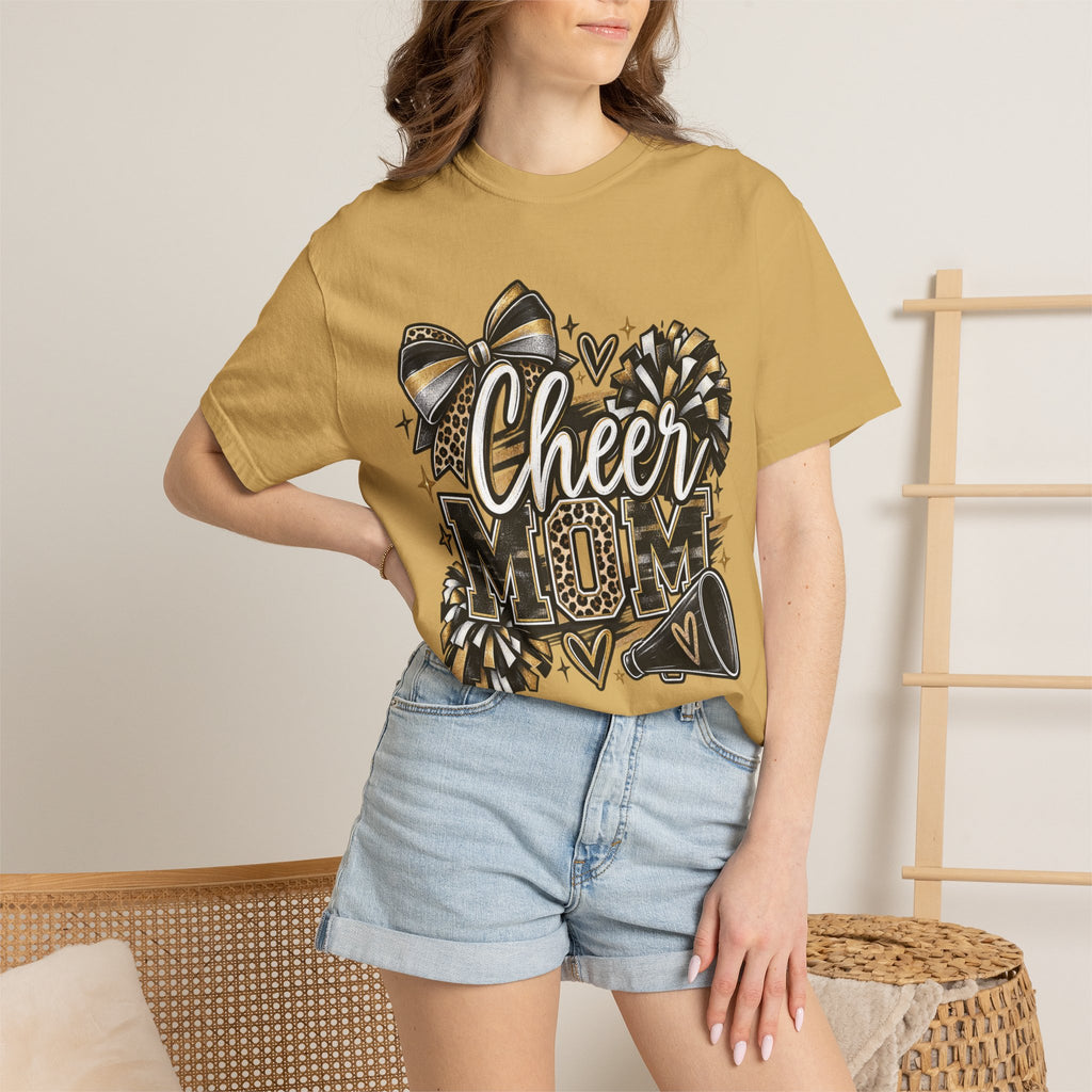 Cheer Mom T-Shirt — Pom-Pom & Megaphone Design for Cheerleading Parents