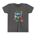 Youth Tee - 'Just Let Me Stim Bro' Cute Stitch Autism Puzzle Pieces