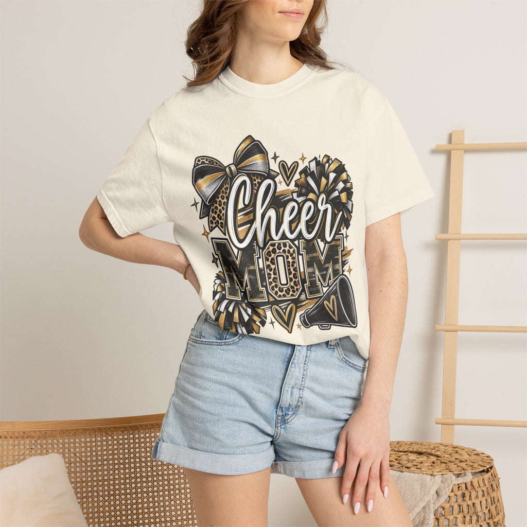 Cheer Mom T-Shirt — Pom-Pom & Megaphone Design for Cheerleading Parents