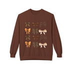Cozy Bow-Patterned Crewneck Sweatshirt