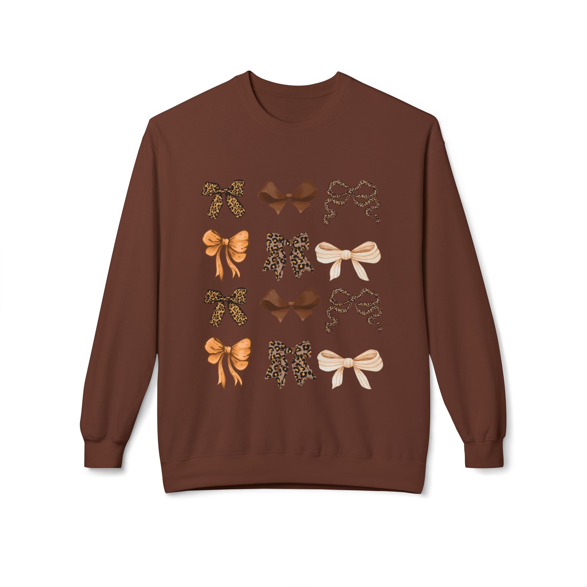 Cozy Bow-Patterned Crewneck Sweatshirt