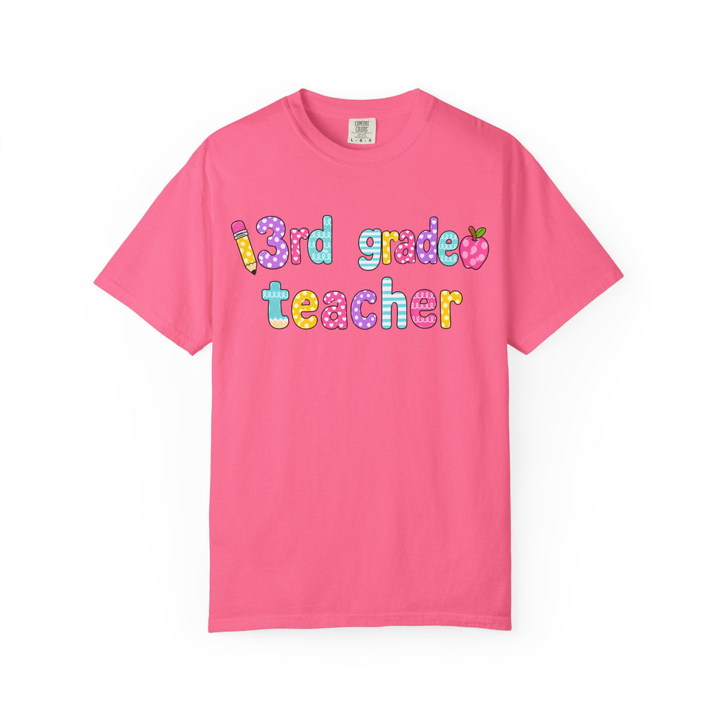 3rd Grade Teacher T-Shirt — "Big Hearts Shape Little Minds" Colorful School Teacher Tee